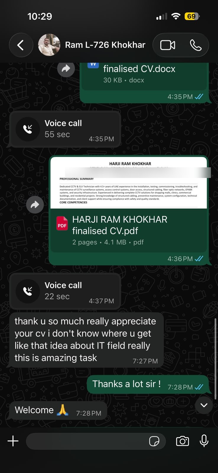 Real client review on WhatsApp